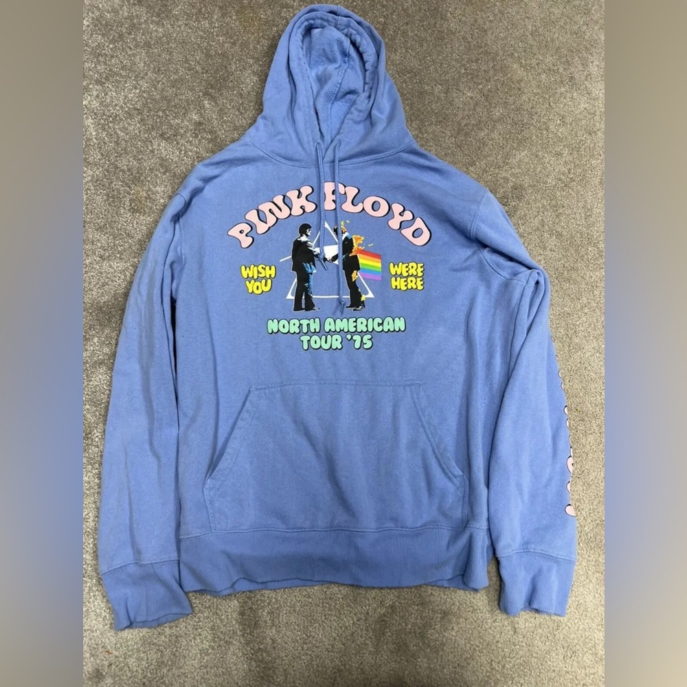 Pink Floyd Wish You Were Here North American Tour '75 Lt Blue Hoodie M (38-40)